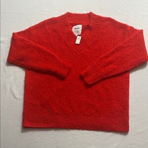 Aerie Cozy Red V-Neck Sweater